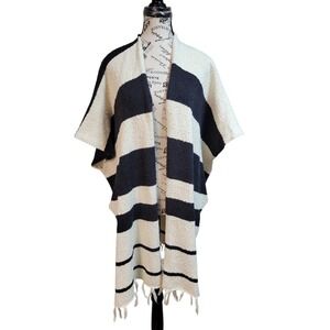 By Together Black and Cream Striped Shrug M/L Boho-chic  Oversized Scandi Style